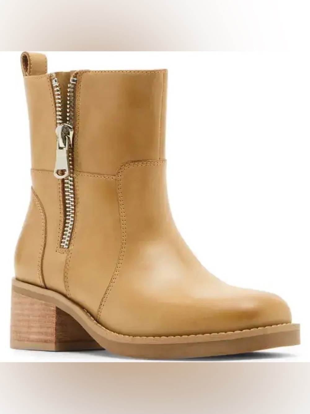 Blondo Tan Leather Zip-Detail Women's Ankle Boot